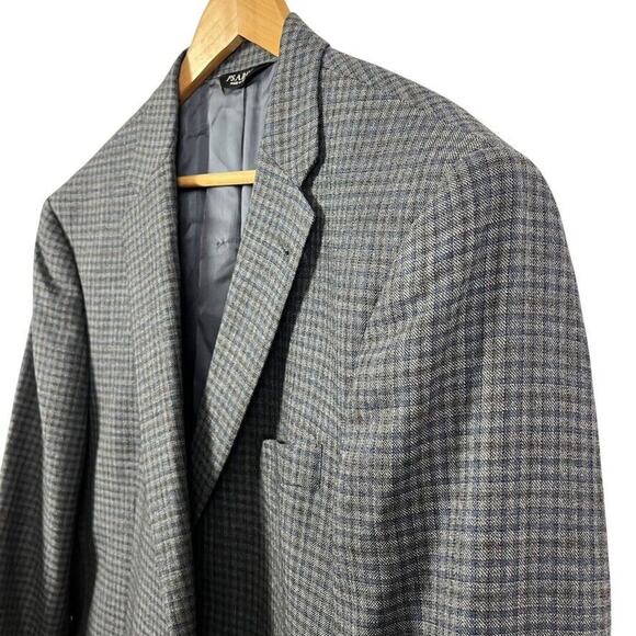 Jos A Bank Signature Collection Gray Blue Plaid Suit Jacket Blazer Wool sz 46R - Picture 10 of 16